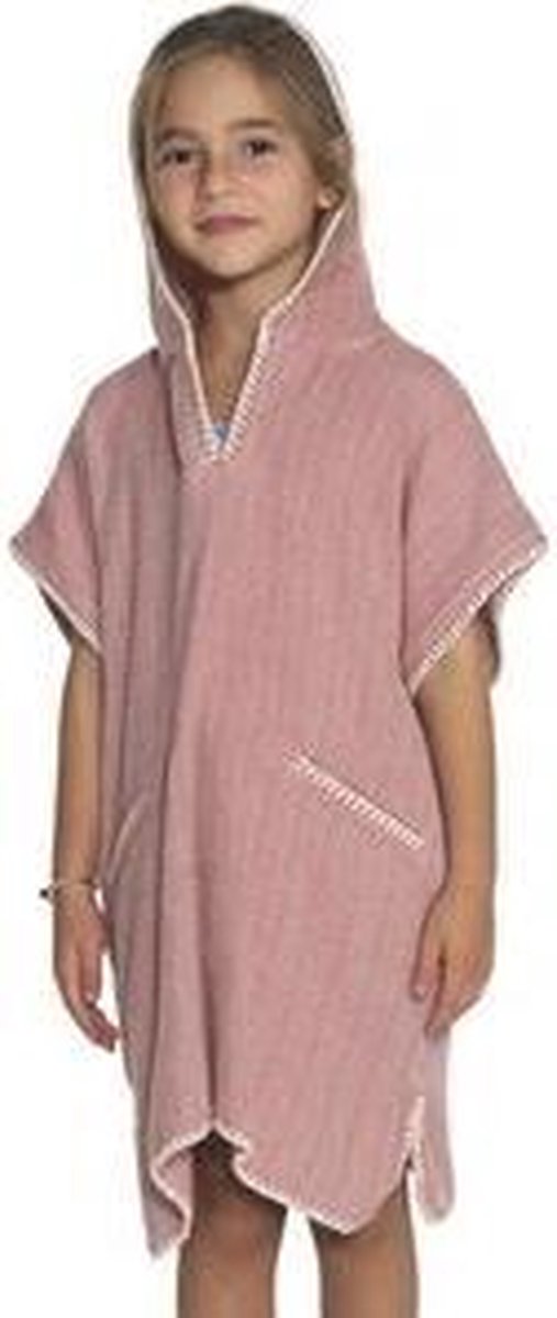 Strandponcho ZigZag Dusty Rose - Leeftijd 2-3 jaar - jongens/meisjes/unisex pasvorm - poncho handdoek voor kinderen met capuchon - zwemponcho - badcape