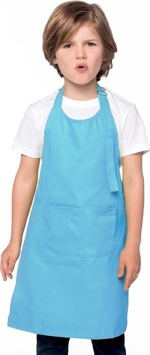 Basic schort kind blauw - keukenschort/ kliederschort/ kookschort/ knutselschort/ kinderschort