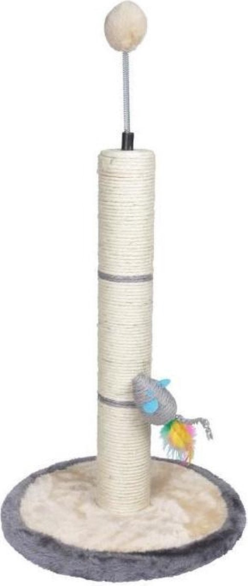 Kattenboom in sisal met muis h46cm basis �30cm stam �7cm