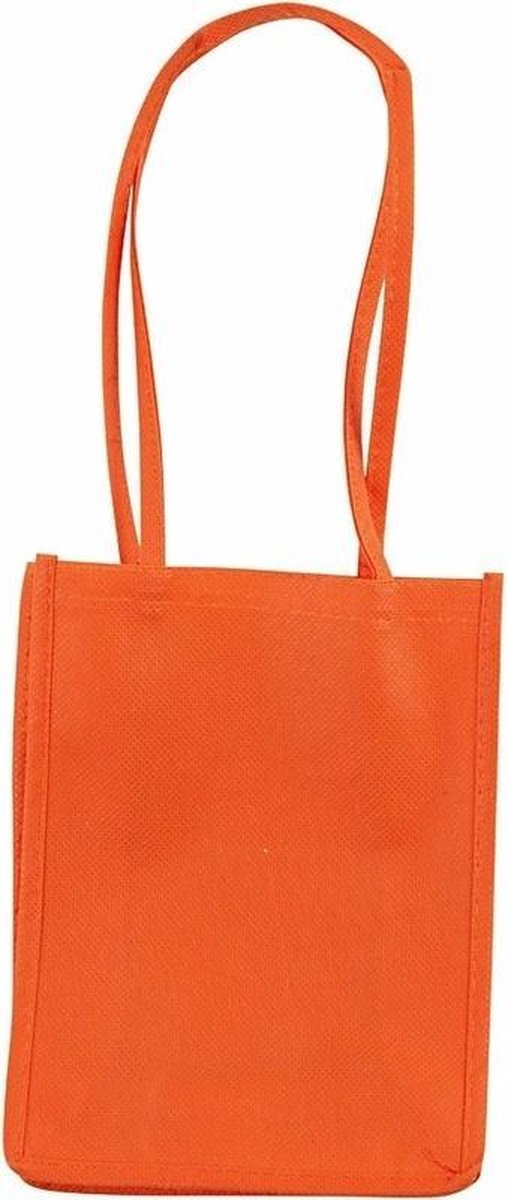 Oranje tasje met hengels 20 cm