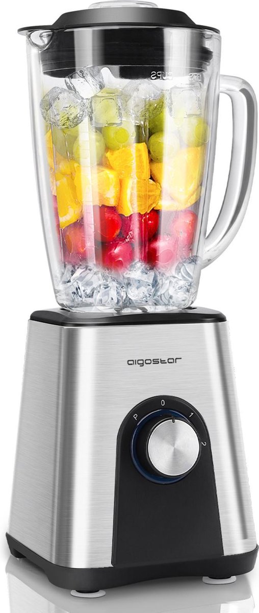 Aigostar Archer 30RKN - Blender met glazen kan - 1200W -1.8L - RVS