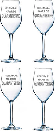 Set 4 wijnglazen Helemaal naar de quarantering