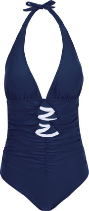 Badpak dames met striksluiting  in de nek Navy - M