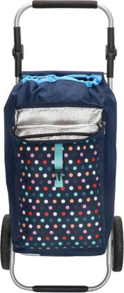 Boodschappentrolley Inklapbaar met Koeltas + Kantelbaar Handvat - Multi Stip Blauw