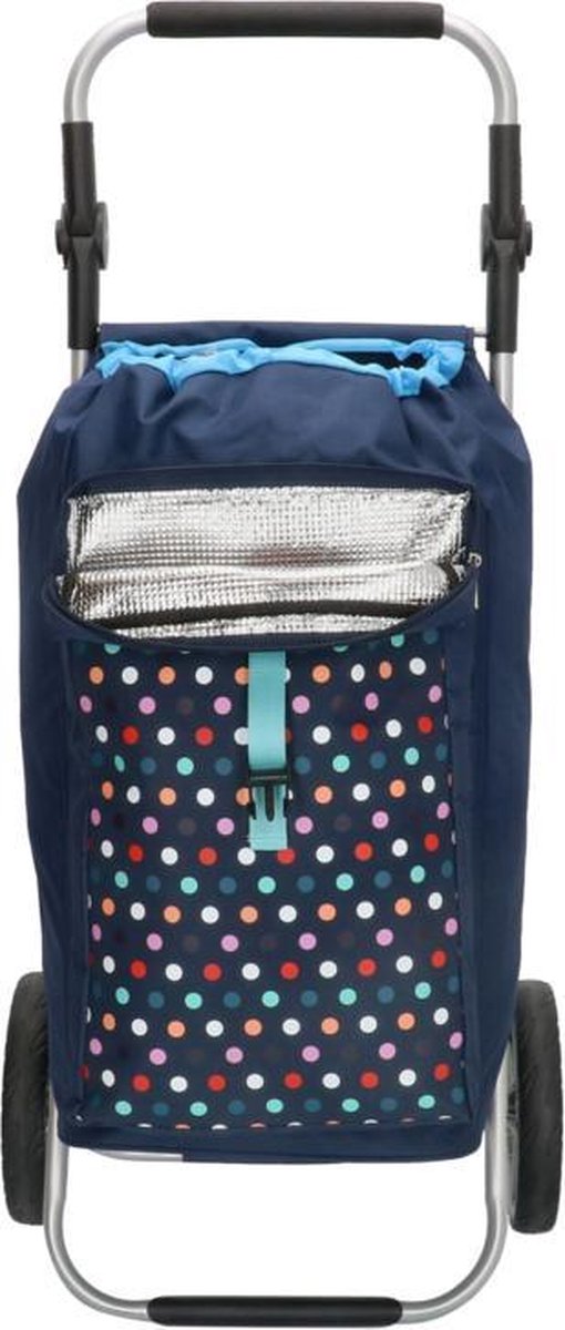Boodschappentrolley Inklapbaar met Koeltas + Kantelbaar Handvat - Multi Stip Blauw