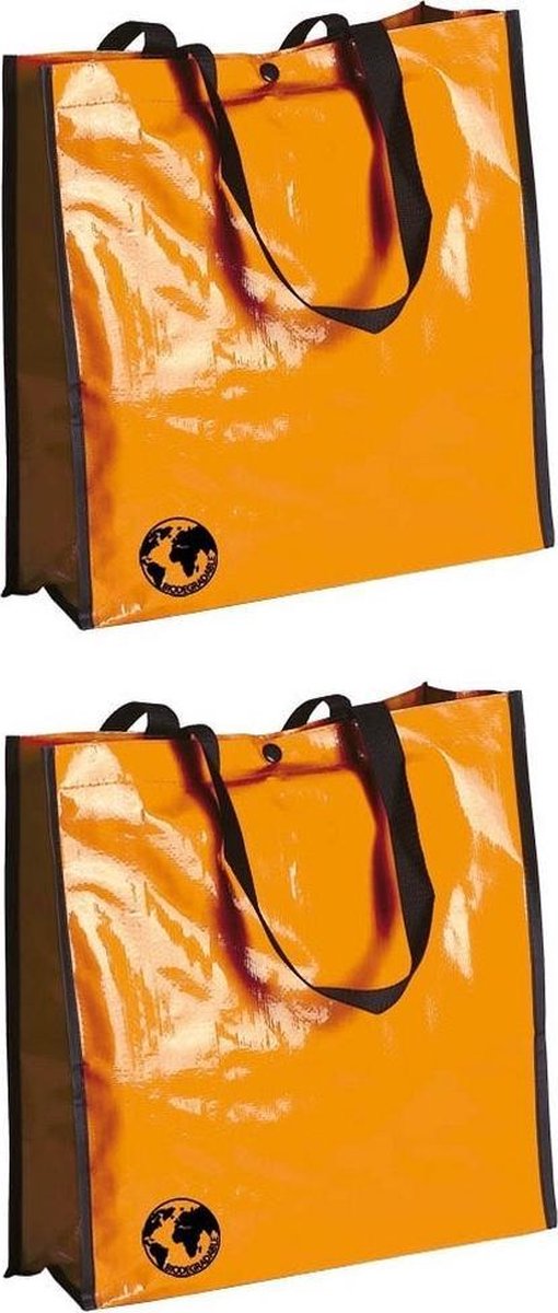 3x stuks eco shopper boodschappen opberg tassen oranje 38 x 38 cm - Milieuvriendelijke boodschappentassen