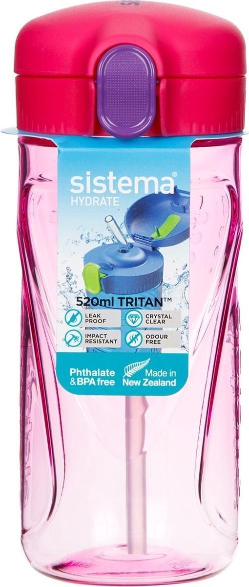 Sistema Drinkfles Quick Flip Met Rietje 520ml - Roze