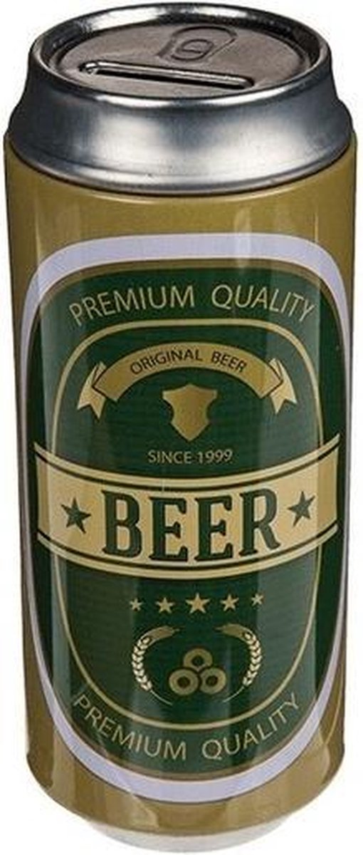 Spaarpot blikje Beer groen/goud