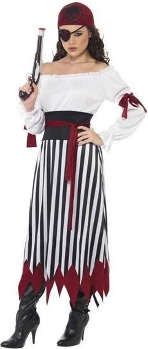 Zwart/wit/rood piraten verkleed kostuum voor dames - Piraat outfit 40-42 (M)