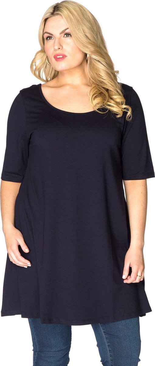 Yoek | Grote maten - dames t-shirt korte mouw - donkerblauw
