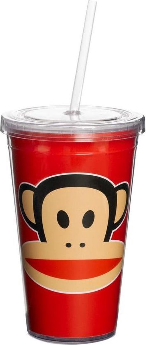 Paul Frank Drinkbeker - Incl rietje - 500 ml - Rood