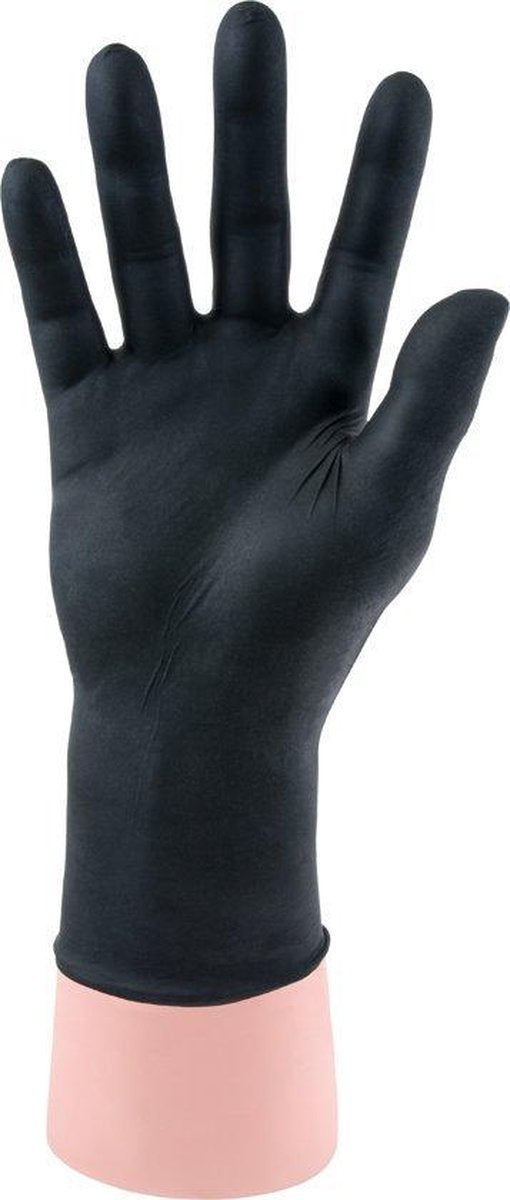 Qtop nitril wegwerp handschoenen latex-en poedervrij - zwart - maat XL - Set à 100 stuks