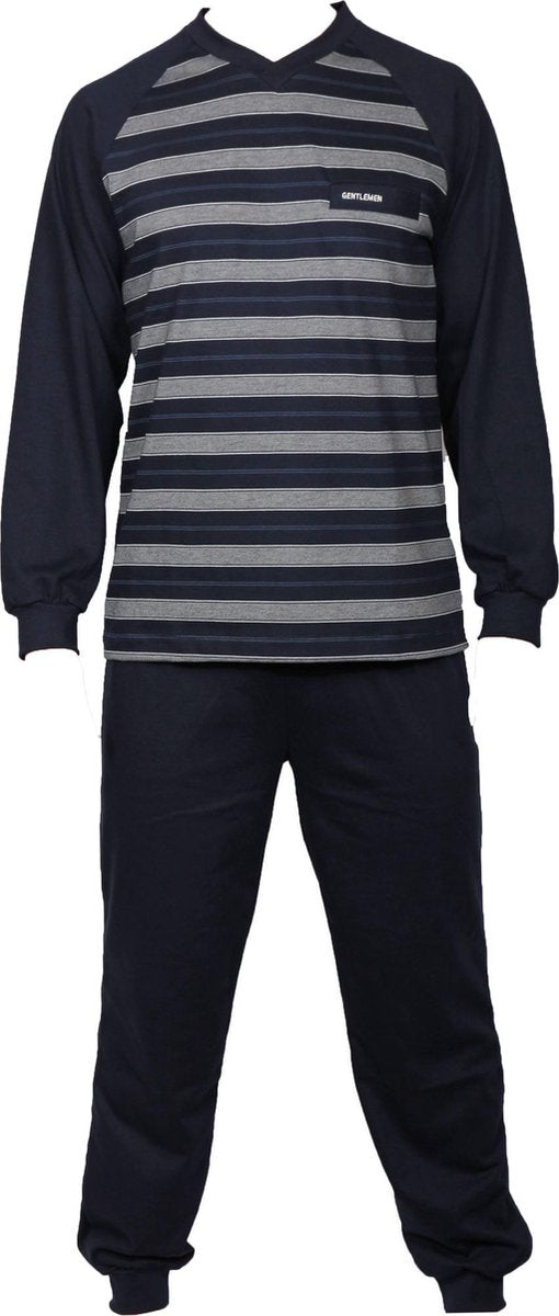 Gentlemen heren pyjama dikke tricot white stripe  - XXL