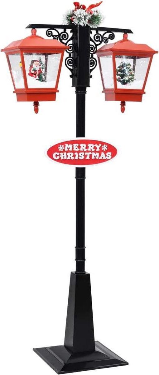 Medina Straatlantaarn met kerstman 81x40x188 cm PVC zwart en rood