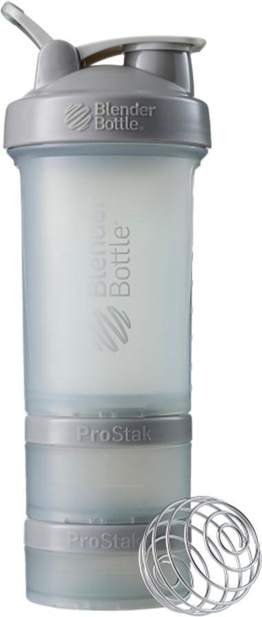 BlenderBottle ProStak - Eiwitshaker | Bidon | Shakebeker - 650 ml  - Full Color Pebble Grey | Steen Grijs