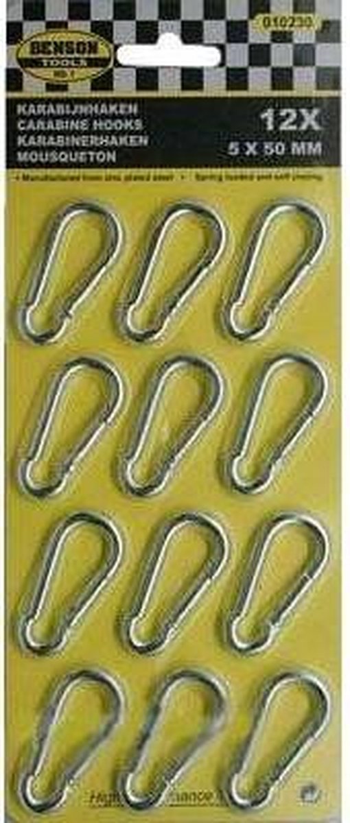 Karabijnhaak - Karabiner - Musketon - 12 Stuks - 5 x 50mm