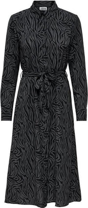 Jdypiper L/s  Above Calf Dress Wvn 15223912 Black/raven Zebr