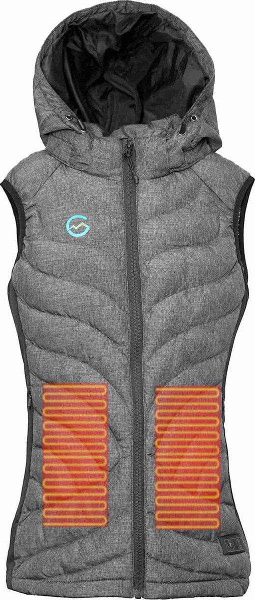 GLØDE Elektrische Verwarmde Kleding Jas Bodywarmer Vest Dames Grijs Maat XL