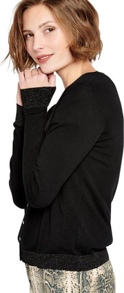 Long-sleeved cardigan Buttons Lurex - Zwart