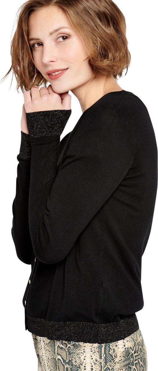 Long-sleeved cardigan Buttons Lurex - Zwart
