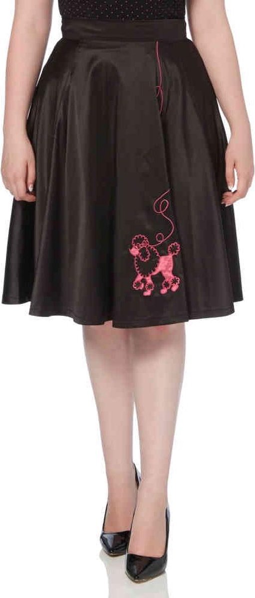 Voodoo Vixen Hoge taille korte rok -L- Sandy Poodle Swing Zwart