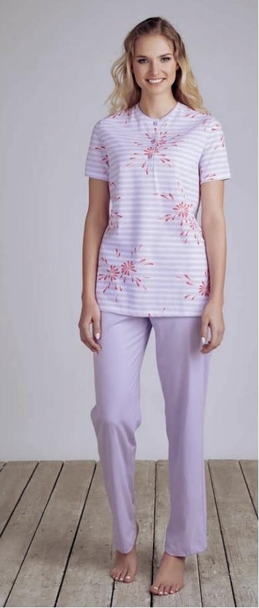 Cybéle Dames Pyjama - Korte Mouw Gestreept/Gebloemd Maat 48