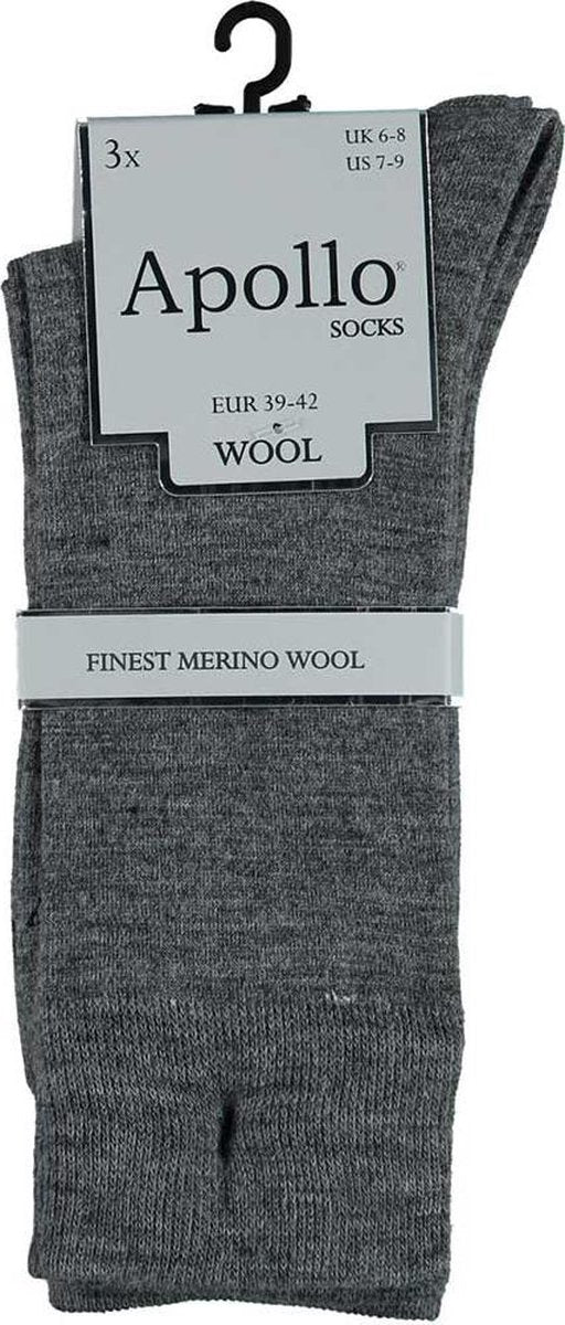 Merino Wollen Sokken - Grijs - 3 Paar - Maat 39-42
