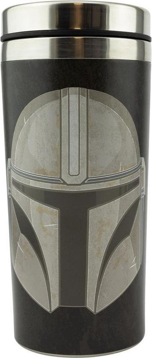 Star Wars Reisbeker - Mok met Deksel - The Mandalorian - RVS - 0.5L - Zwart / Grijs