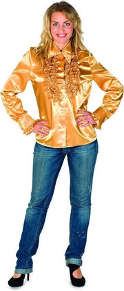 Dames Ruche Blouse Goud