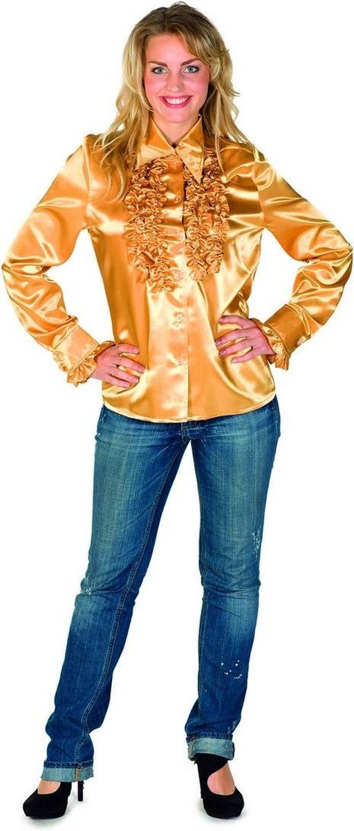 Dames Ruche Blouse Goud