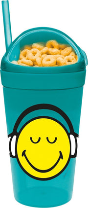 Zak!Designs Smiley 2.0 Snack & Drinkbeker - Polypropyleen - 300 ml - Headset - Aqua Blauw