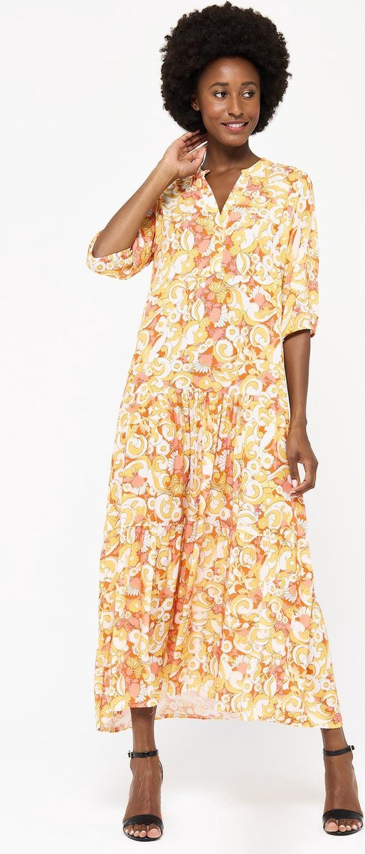 Maxi-jurk met retroprint - Oranje