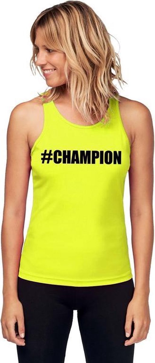 Neon geel kampioen sport shirt/ singlet #Champion dames XL