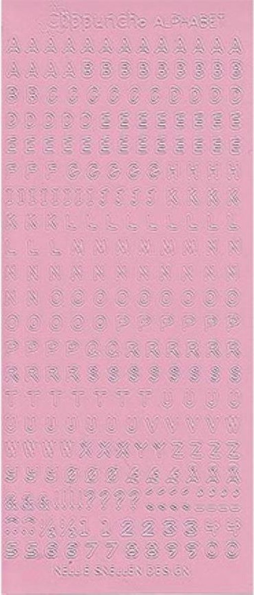 alfabet stickers Nellie Snellen licht baby roze pink Clippunch 1 vel 23 x 10 cm candy