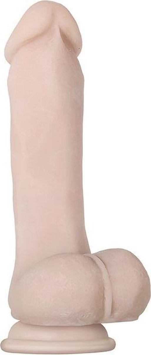 Evolved - buigzame dildo met scrotum en zuignap 19 cm