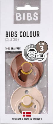 +18M Set van 2 Fopspenen Bibs – Woodchuck/blush