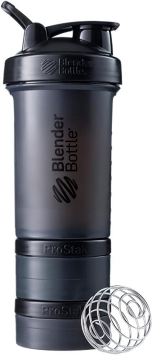 BlenderBottle ProStak - Eiwitshaker | Bidon | Shakebeker - 650 ml  - Full Color Black | Zwart