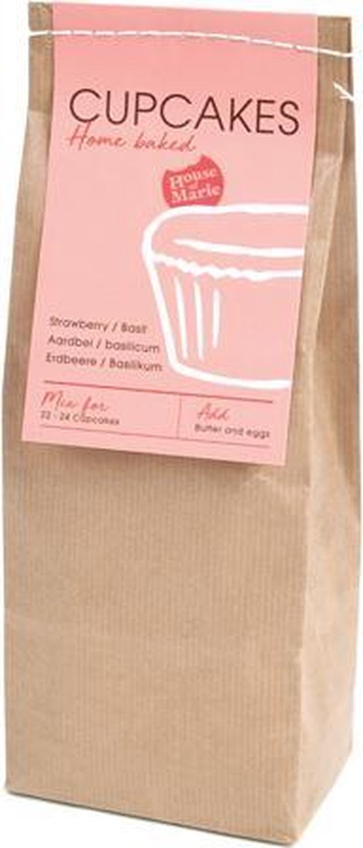 Cupcake mix Aardbei/Basillicum 500 gram