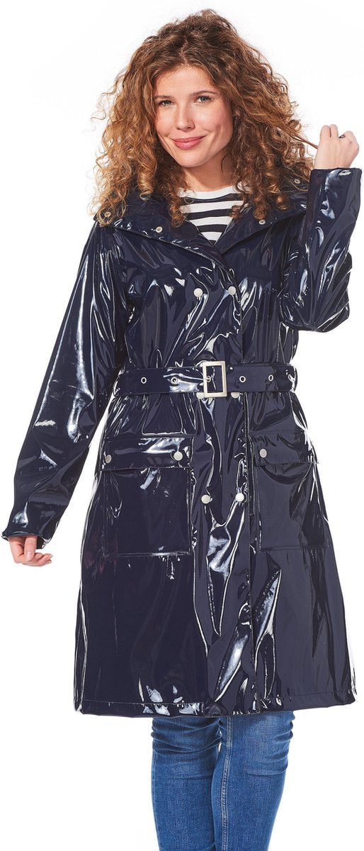 Long lacquer raincoat Maya midnight-M