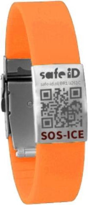 Safe-id Sos-armband Fluo Qr-code 22 Cm Siliconen Oranje/zilver