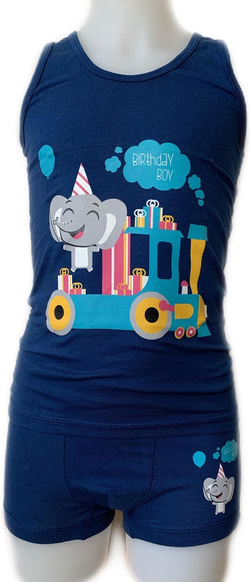 Embrator Jongens Ondergoedsetje Birthday Boy donkerblauw maat 104/110