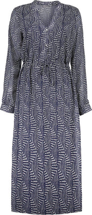 Dress Long Aop Shiny 17119 Navy/off-white Combi