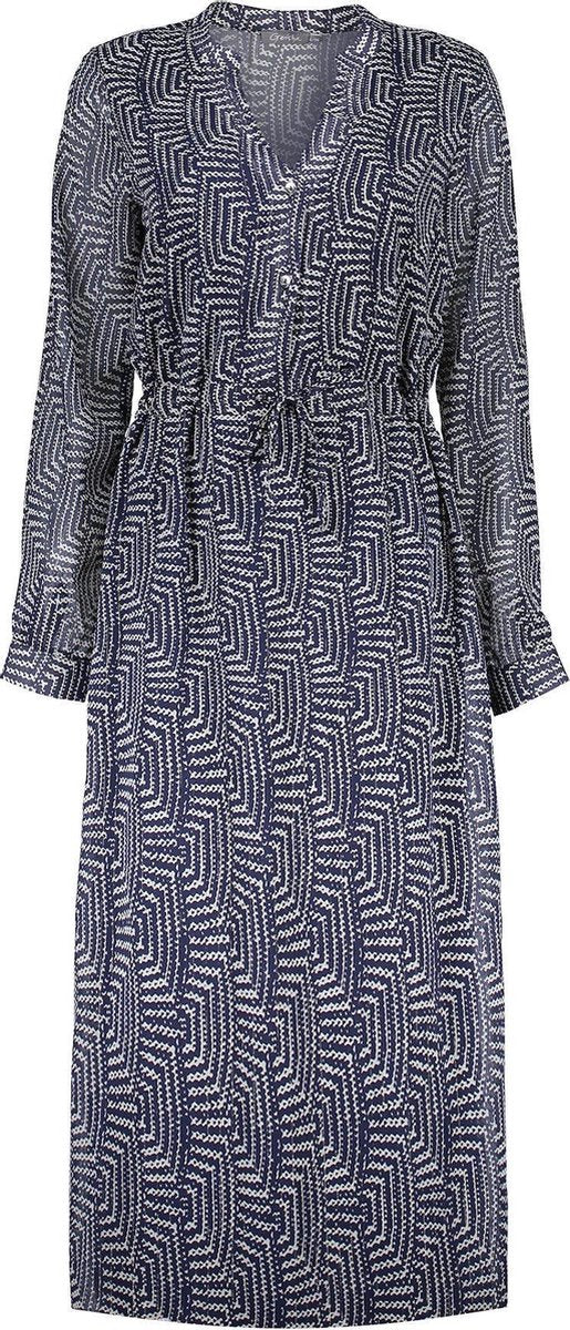 Dress Long Aop Shiny 17119 Navy/off-white Combi