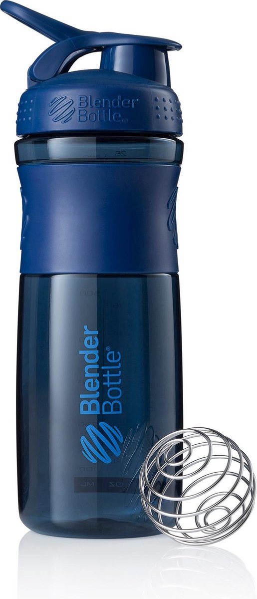 BlenderBottle | SportMixer | Tritan Grip | Eiwitshaker | Bidon | Shaker | 820 ML | Navy - Marineblauw.  Je shake zonder klonten en de shaker lekt niet.