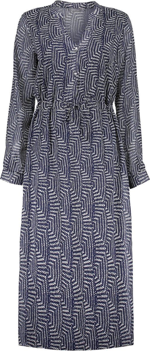 Dress Long Aop Shiny 17119 Navy/off-white Combi