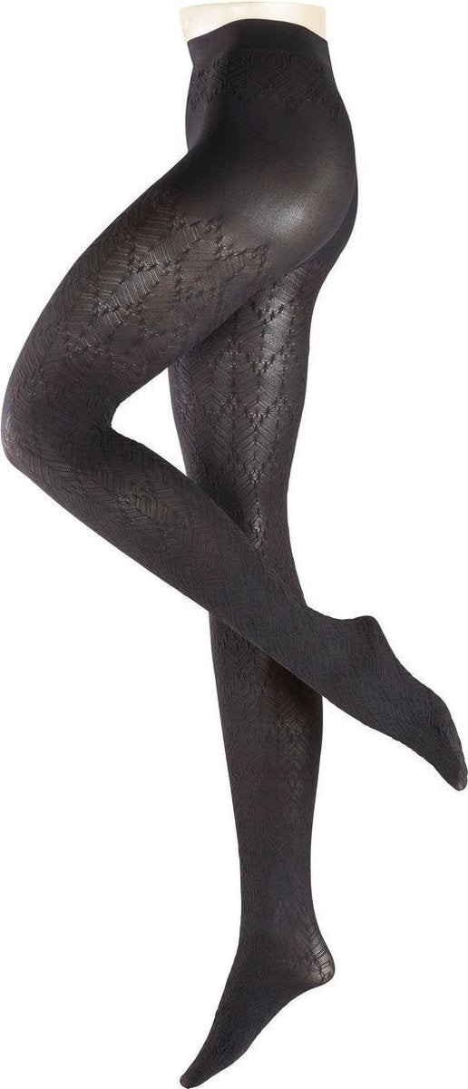 FALKE Herringbone Fantasiepanty 40796 - Volwassenen - M - Zwart