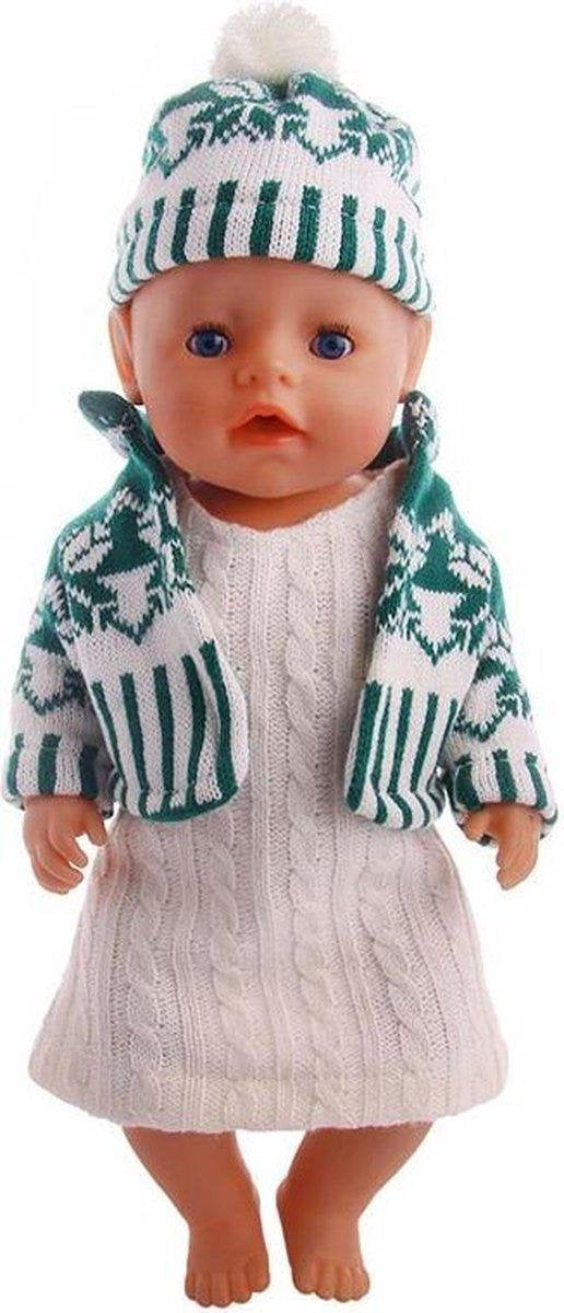 Dolldreams | Poppenkleding winter set meisje: Gebreide jurk