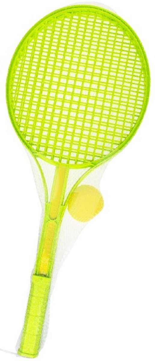 KINDER TENNISSET KLEUR + BAL IN NET | GROEN | TENNIS | SOFTBAL | ZACHTE BAL | BUITENSPORT |