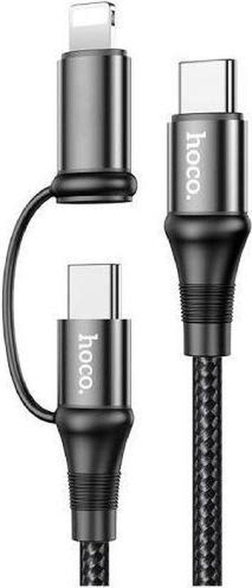Hoco X50 2-in-1 USB-C naar USB-C / Apple Lightning 1 Meter Zwart