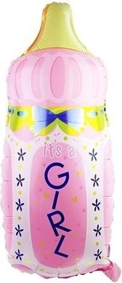 Grote XL roze fles its a girl ballon voor geboorte meisje 78 cm